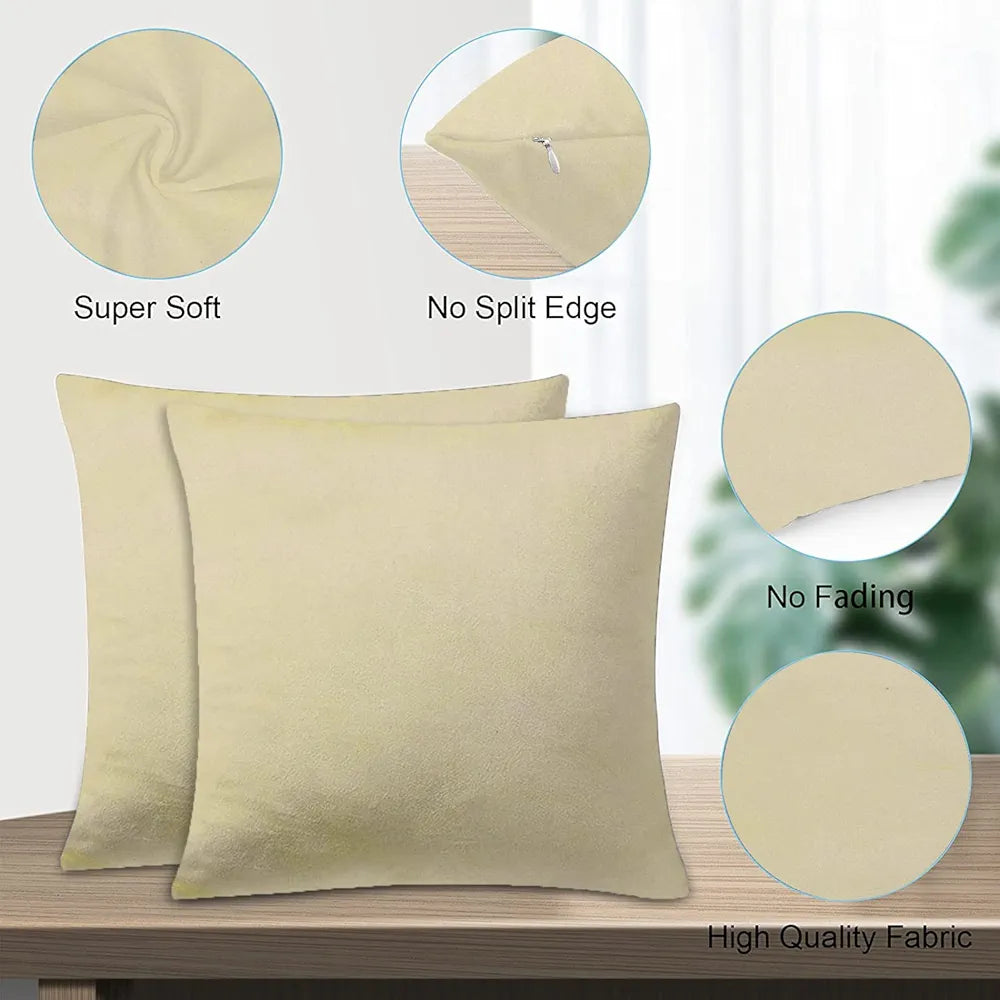 Cloth Fusion Velvet Sofa Cushion Cover Set of 5, Luxurious Cushion Cover Set 16-inch x 16 inch for Home Decor